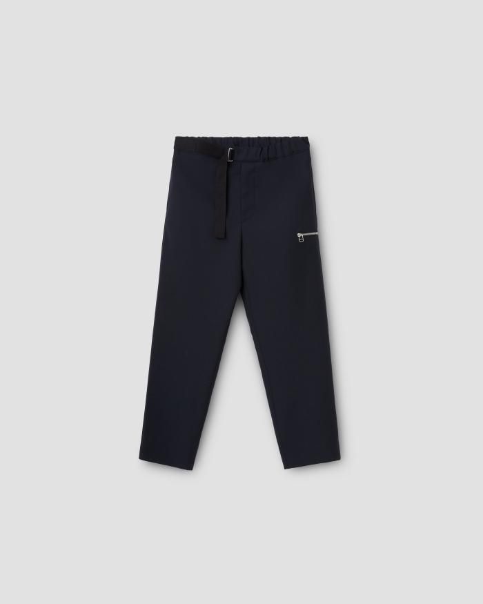 OAMC | CROPPED DRAWCORD TROUSERS NAVY | クロップド・ドローコード・パンツ・ネイビー | バージンウール100％  | 通販 | オーエーエムシー | テーパードフィットクロップド・パンツ