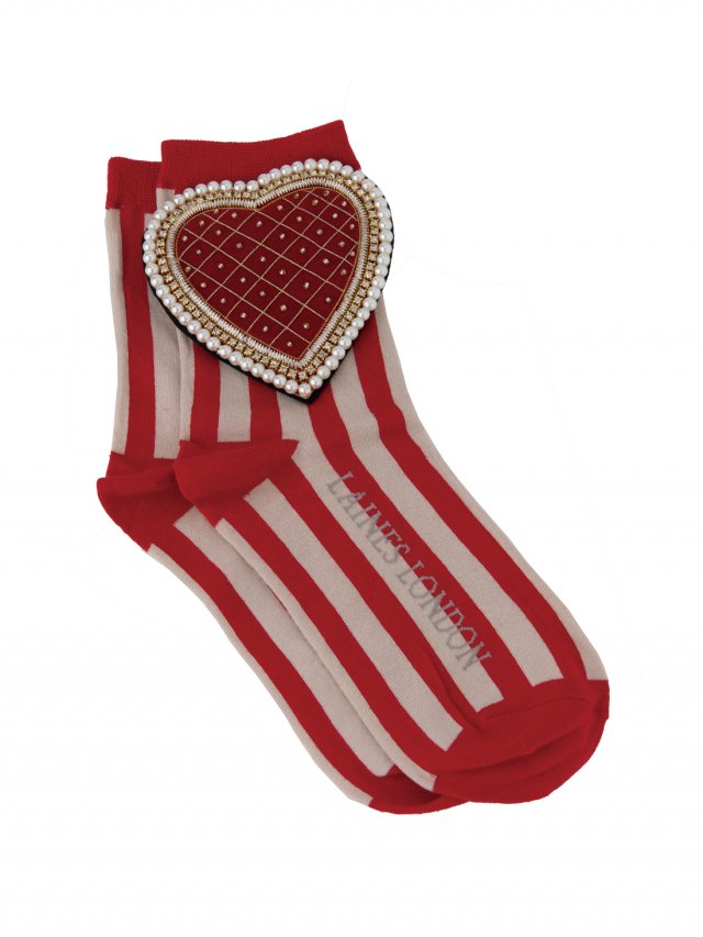 Stripe Quilting Heart Socks