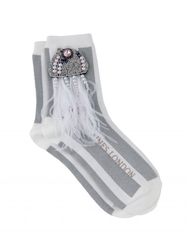 Shimmer Stripe White Jerry Fish Socks