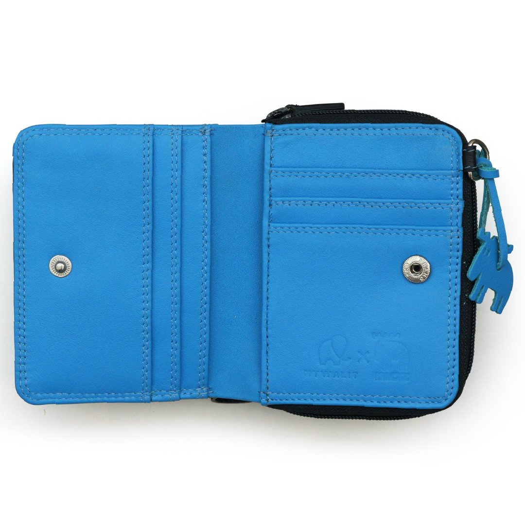 【公式】mywalit マイワリット MY1356-170 [MYWALIT×moz]限定生産 ジップパース/ブラック・カリビアン Small  Wallet with Zipround Purse