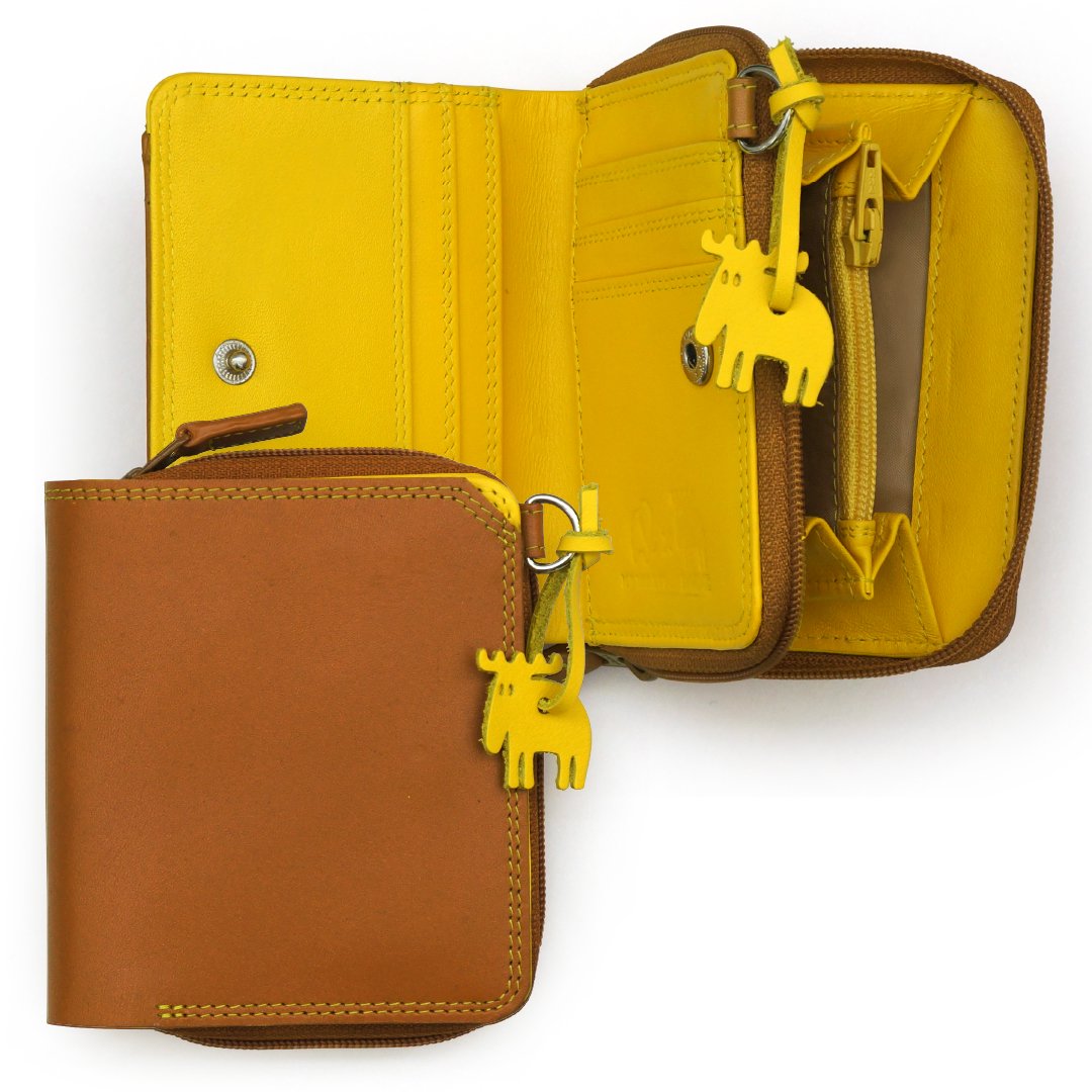 【公式】mywalit マイワリット MY1356-172 [MYWALIT×moz]限定生産 ジップパース/タン・バナナ Small Wallet  with Zipround Purse