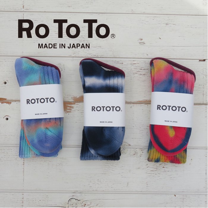 ROTOTO ロトト タイダイ染め コットンリブソックス CHUNKY RIBED CREW