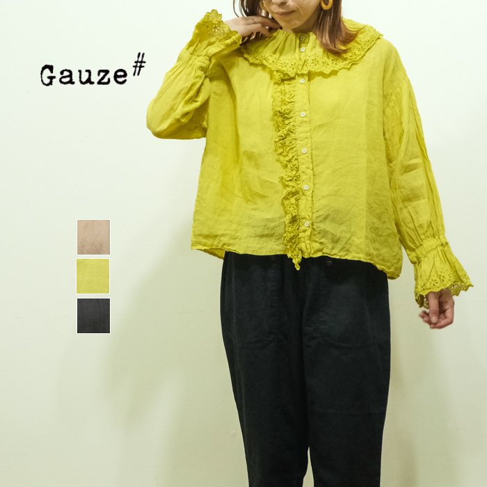 Gauze#  ƥ졼 ե֥饦 ANTIQUE LACE FRILL BLOUSE G966 