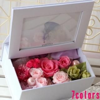 フォトフレーム付きフラワーbox 特大 プリザーブドフラワー　 プレゼントに プリザーブドフラワー】12輪フォトフレームM（ダーズンププリザーブド