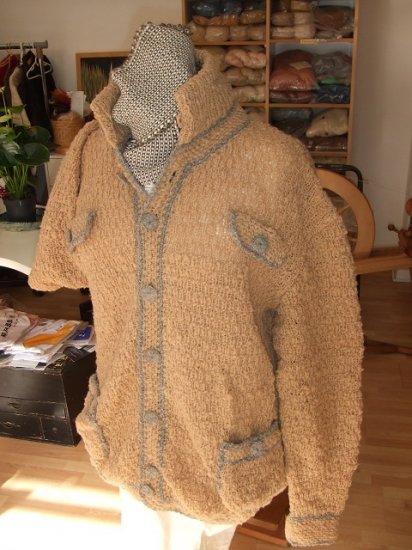 紳士用Bioメルヘン羊毛手紡ぎ手編みジャケット - naokk Kunstgewerbe