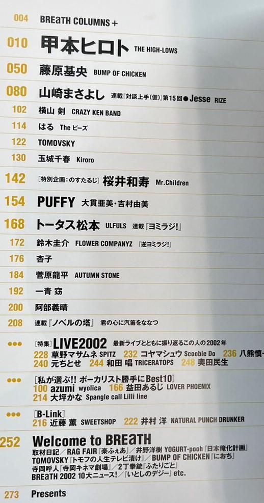 BREaTH 32 2003年1月 甲本ヒロト / 藤原基央（バンプオブチキン