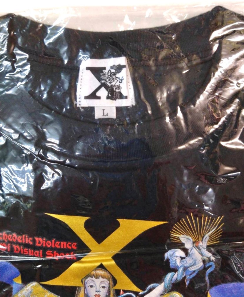 希少　未使用　X JAPAN エックス 初期「X」ロゴ・Tシャツ 黒×バラYOSHIKI