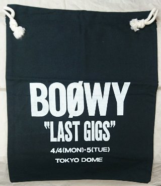 ＢＯＯＷＹ 巾着（ナップサック）　「BOOWY LAST GIGS 88445 東京ドーム」未使用・美品　 - ロックオンキング