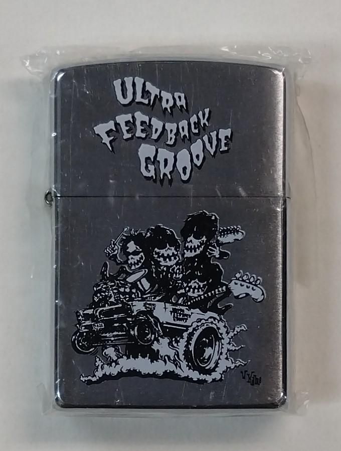 ミッシェルガンエレファント ZIPPOライター　ULTRA FEEDBACK GROOVE （メンバー4人が骸骨で車に乗っている） カラー銀 ケース付  - ロックオンキング