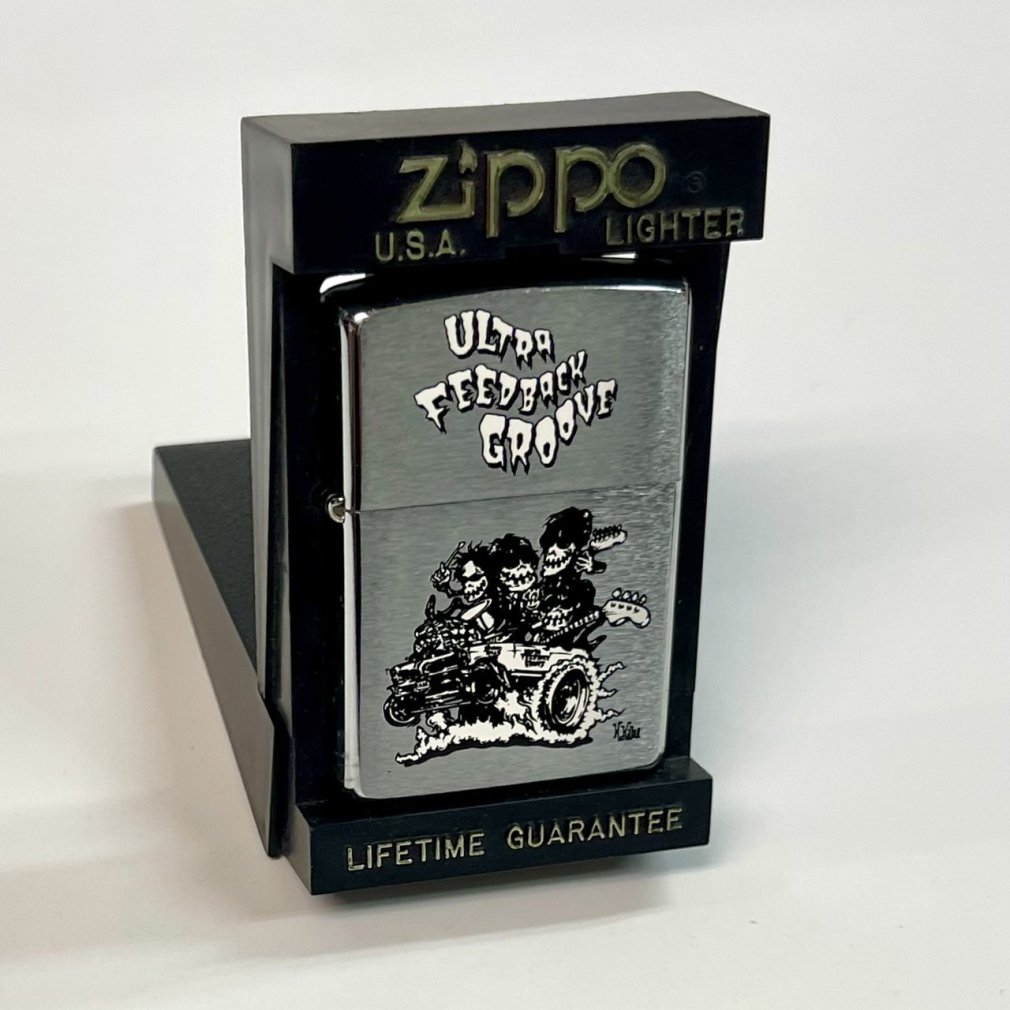 ミッシェルガンエレファント ZIPPOライター ULTRA FEEDBACK GROOVE カラー銀・イラスト（骸骨で車に乗っている）未使用・新品 -  ロックオンキング