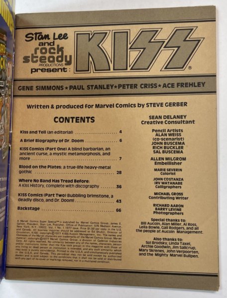 キッス・コミック KISS A MARVEL COMICS SUPER SPECIAL 1977 洋書 Printed in real KISS  blood.KISSのメンバーの血をインクに - ロックオンキング