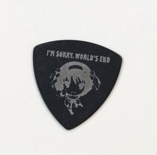 GLAY HISASHI・使用済ギター・ピック　「I'M SORRY,WORLD'S END：エスエックス.」　黒に銀文字