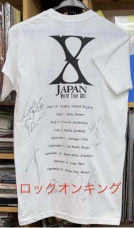 エックス 直筆サイン入り・Tシャツ　X JAPAN WORLD TOUR Live 2011 サイン、日付入り 未使用 