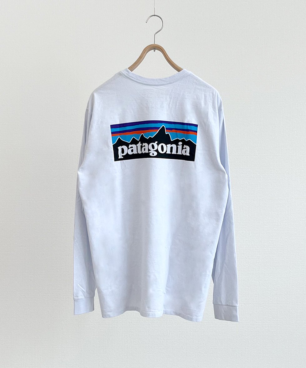Patagonia/  Men's Long-Sleeved P-6 Logo Responsibili-Tee(White)