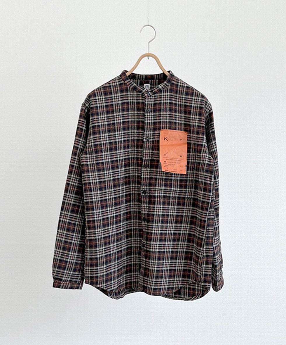 KATO`/  スタンドカラーチェックシャツ (BROWN)
