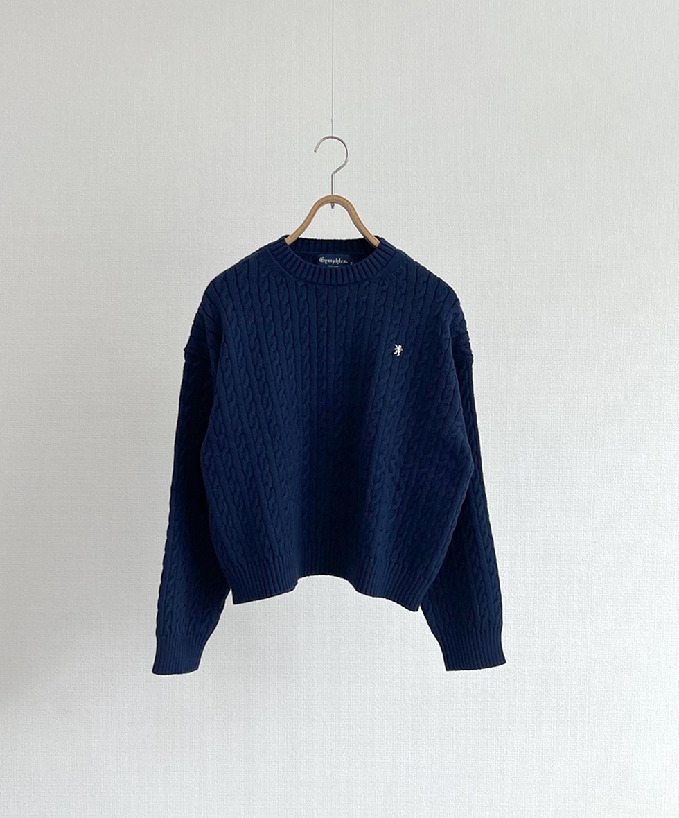 Gymphlex/ CPE_CABLE KNIT CREW NECK SHORT PULLOVER