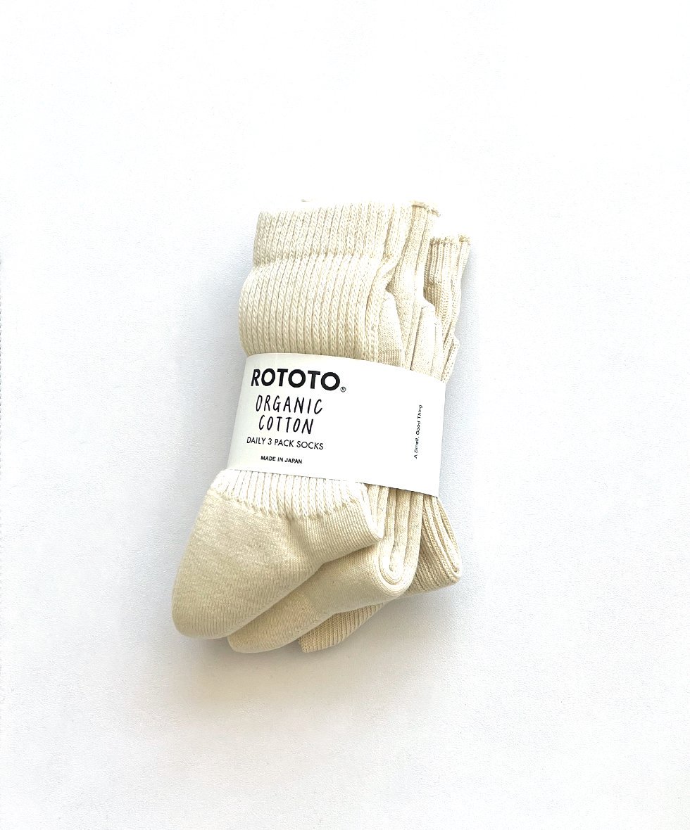 ROTOTO/  ORGANIC DAILY 3 PACK CREW SOCKS