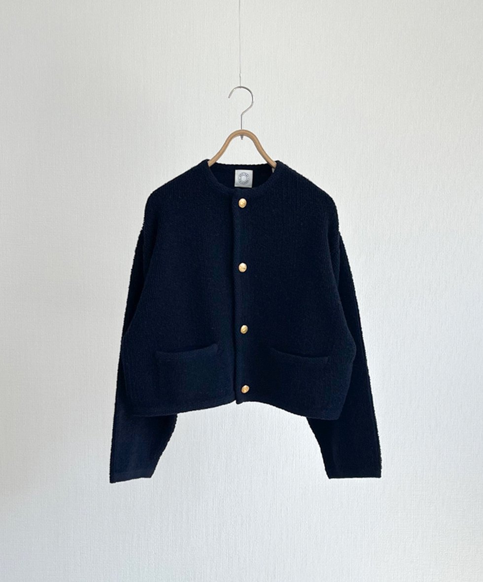 ORCIVAL/   Loop Yarn Crew Neck Cardigan (NAVY)