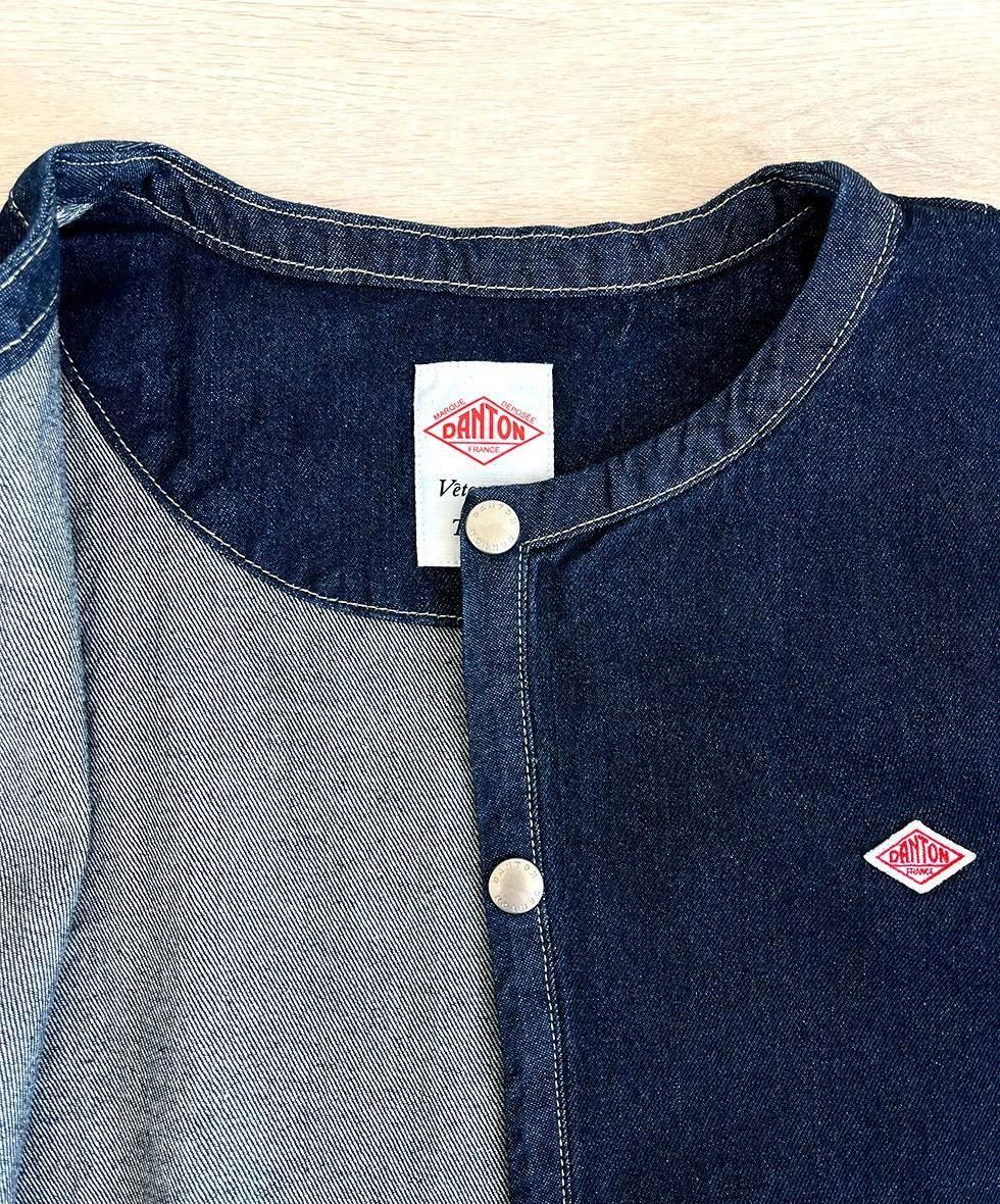 DANTON/ WOMEN'S DENIM COLLARLESS JACKET