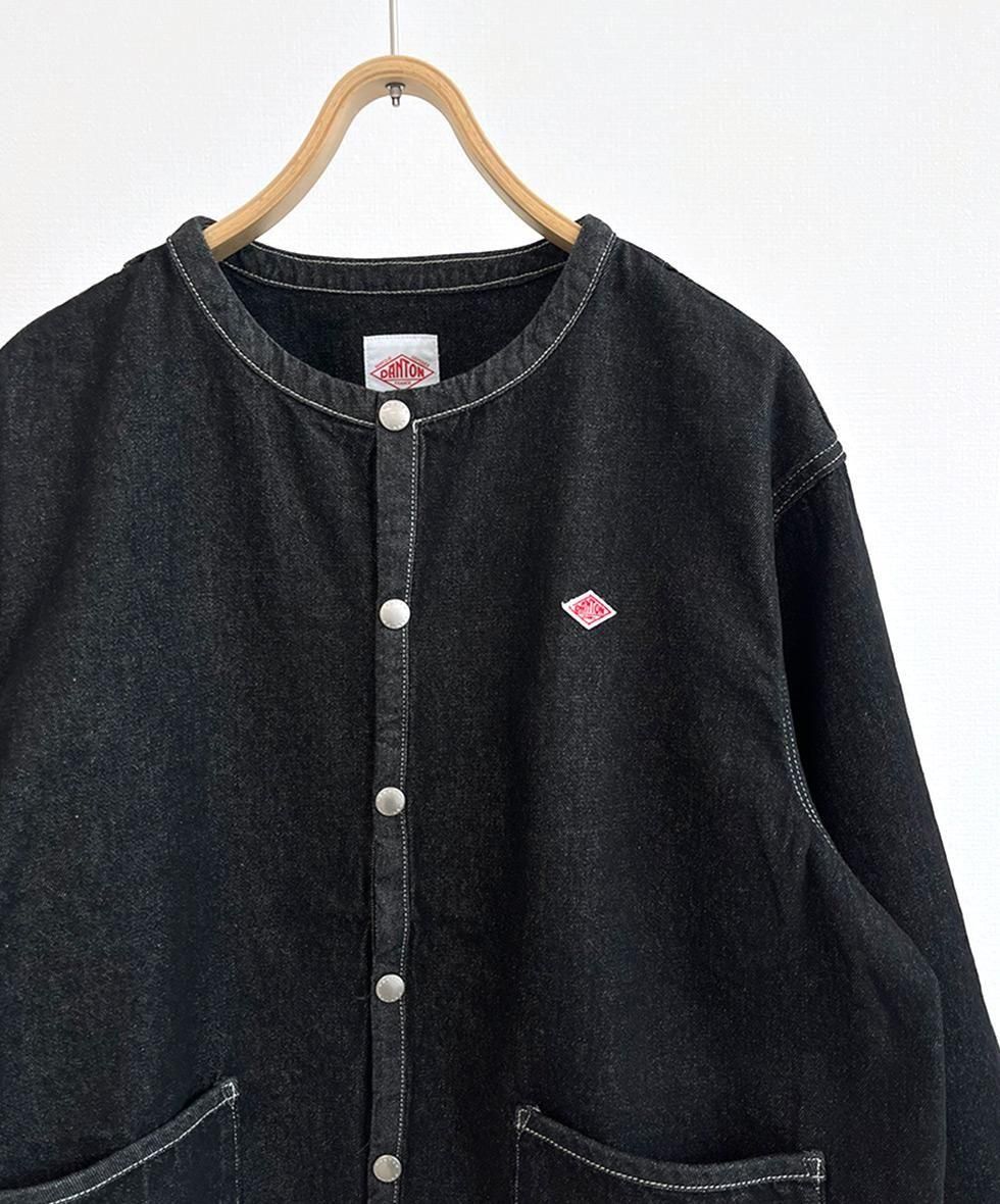 DANTON/ WOMEN'S DENIM COLLARLESS JACKET