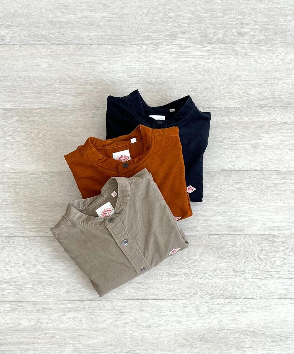 DANTON/  MEN'S CORDUROY BAND COLLAR SHIRT