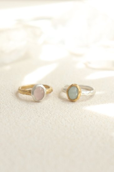 2tone gem ring / Oval 