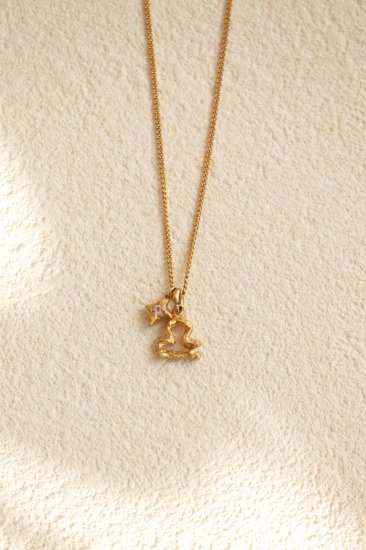 Star charm + Zodiac necklace / gold