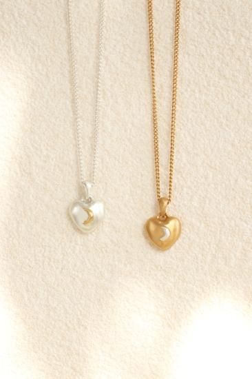 Heart moon  necklace /  Valentine