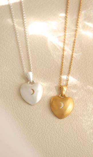 Heart moon  necklace L / Valentine