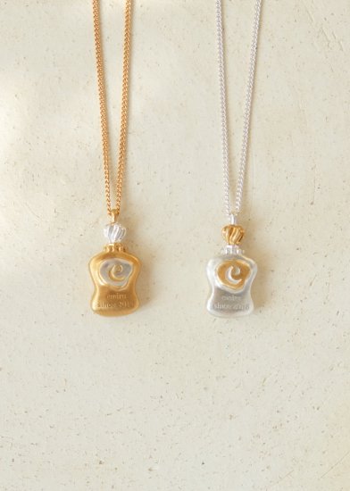 Perfume bottle necklace / emiru logo