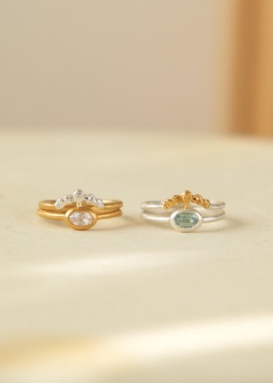 2set ring / stone & frill