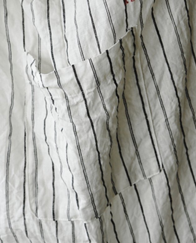 NON-SLEEVE / white stripe linen