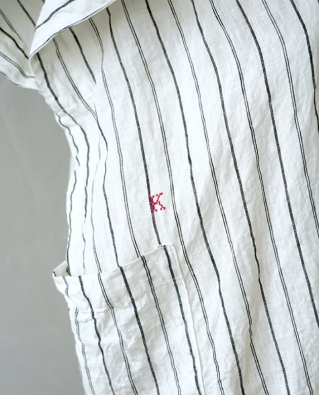NON-SLEEVE / white stripe linen 【廃盤】