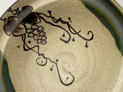 森本陶苑　織部　ぶどう　中鉢
