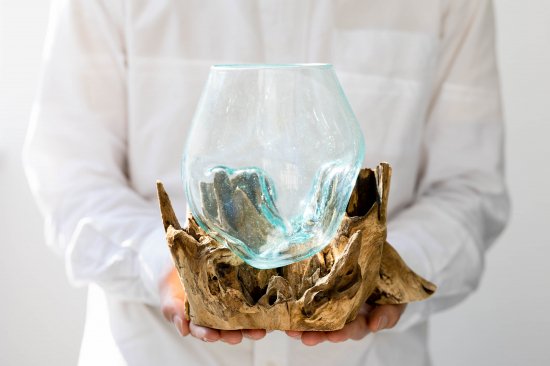 【BASIC  Mサイズ】 流木ガラス オブジェ ガラス インテリア 苔リウム 淡水魚 (最低ロット5個)