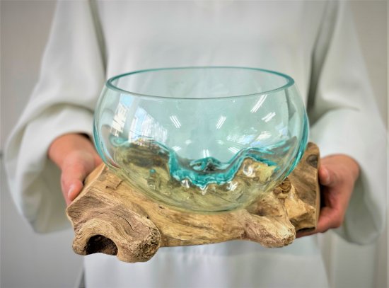【WIDE 広口 XLサイズ】 流木ガラス オブジェ 雑貨 インテリア 水槽 雑貨 睡蓮鉢