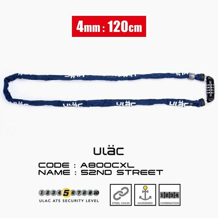 送料無料】鍵 自転車 カギ ダイヤルロック 4桁 チェーン 4mm 120cm 頑丈 盗難防止 ULAC ユーラック 熱処理硬化鋼チェーン  コンビネーションロックメカニズム - コウメイー自転車の一勝堂、Rockbros、Eizer Camp公式オンラインショップ