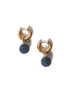 Gold Plated Hoops With Blue Strass Balls Pierce
