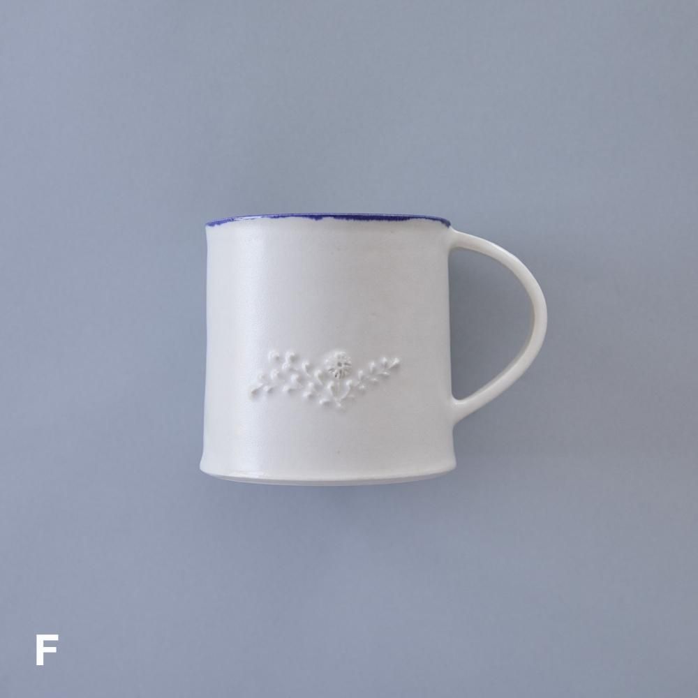 橋口敦穂 マグカップ マグカップ 青ライン/白 三浦千穂 - Mogana Online Shop