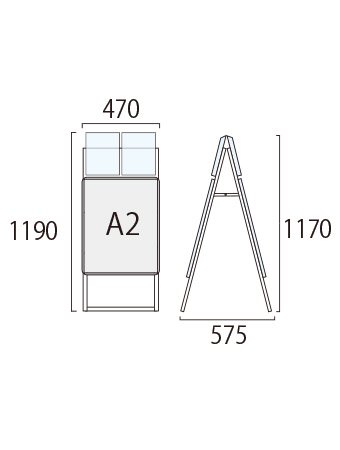 ポスターグリップスタンド看板カタログケース付(屋外用) A2両面