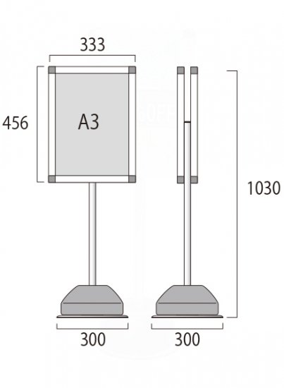 屋外ポールサインスタンド A3両面 シルバー - 常磐精工株式会社