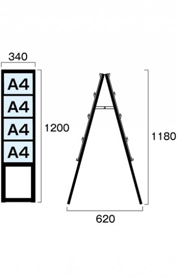 ブラックカードケーススタンド看板 A4横8両面ハイ - 常磐精工株式会社