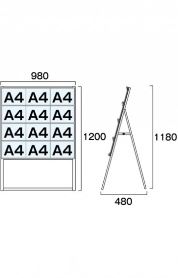 カードケーススタンド看板 A4横12片面ハイ - 常磐精工株式会社
