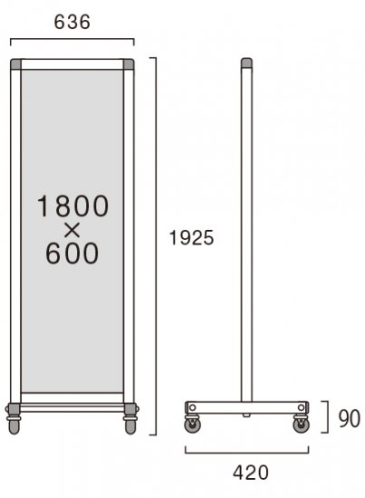 トールパーテーション1800X600 キャスター付 (ホワイトボード) - 常磐精工株式会社
