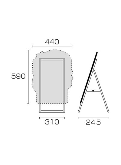 ポップルスタンド看板シルエット 45×60片面ブラック ふきだし形（左
