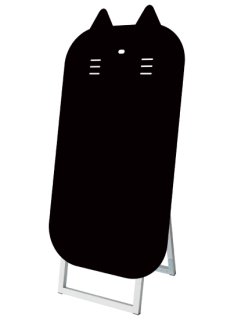 ポップルスタンド看板シルエット 45×90片面ブラック　ネコ形