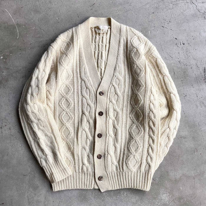 SEARS CABLE KNIT WOOL CARDIGAN