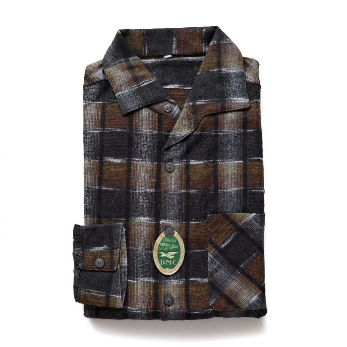 OLD FRENCH PLAID COTTON FLANNEL BOX SHIRT(DEADSTOCK)
