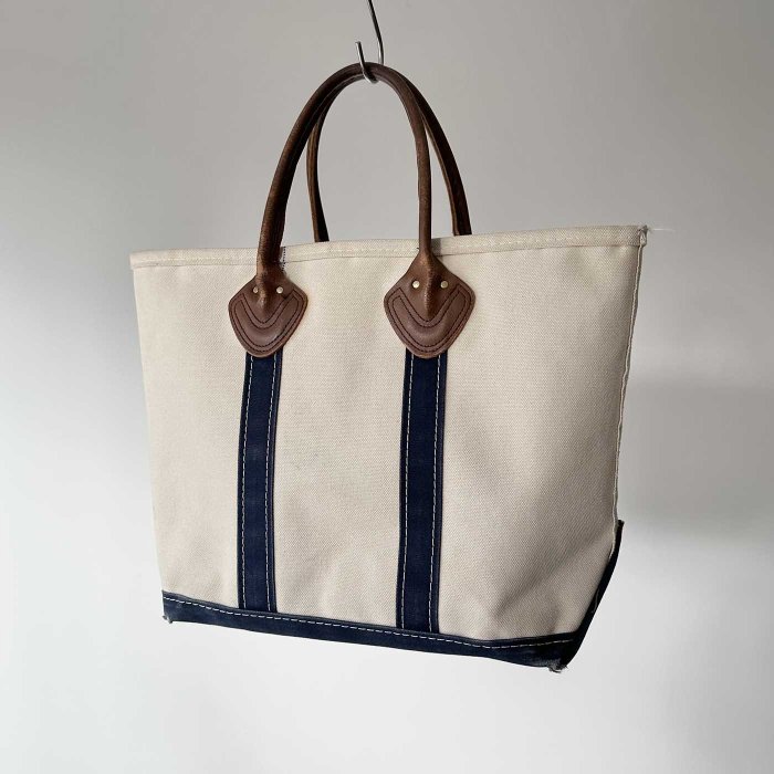 L.L.BEAN CANVAS TOTE BAG with LEATHER HANDLE