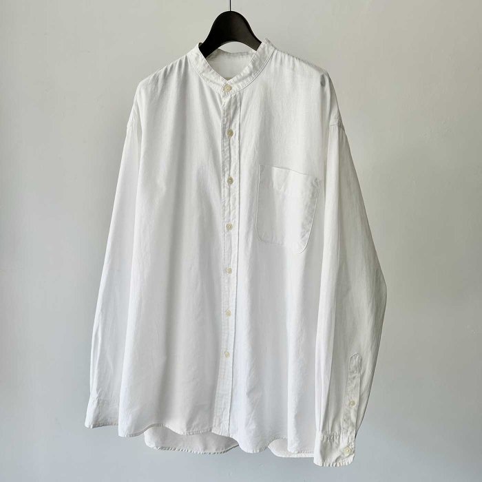 EDDIE BAUER WHITE COTTON BAND COLLAR L/S SHIRT